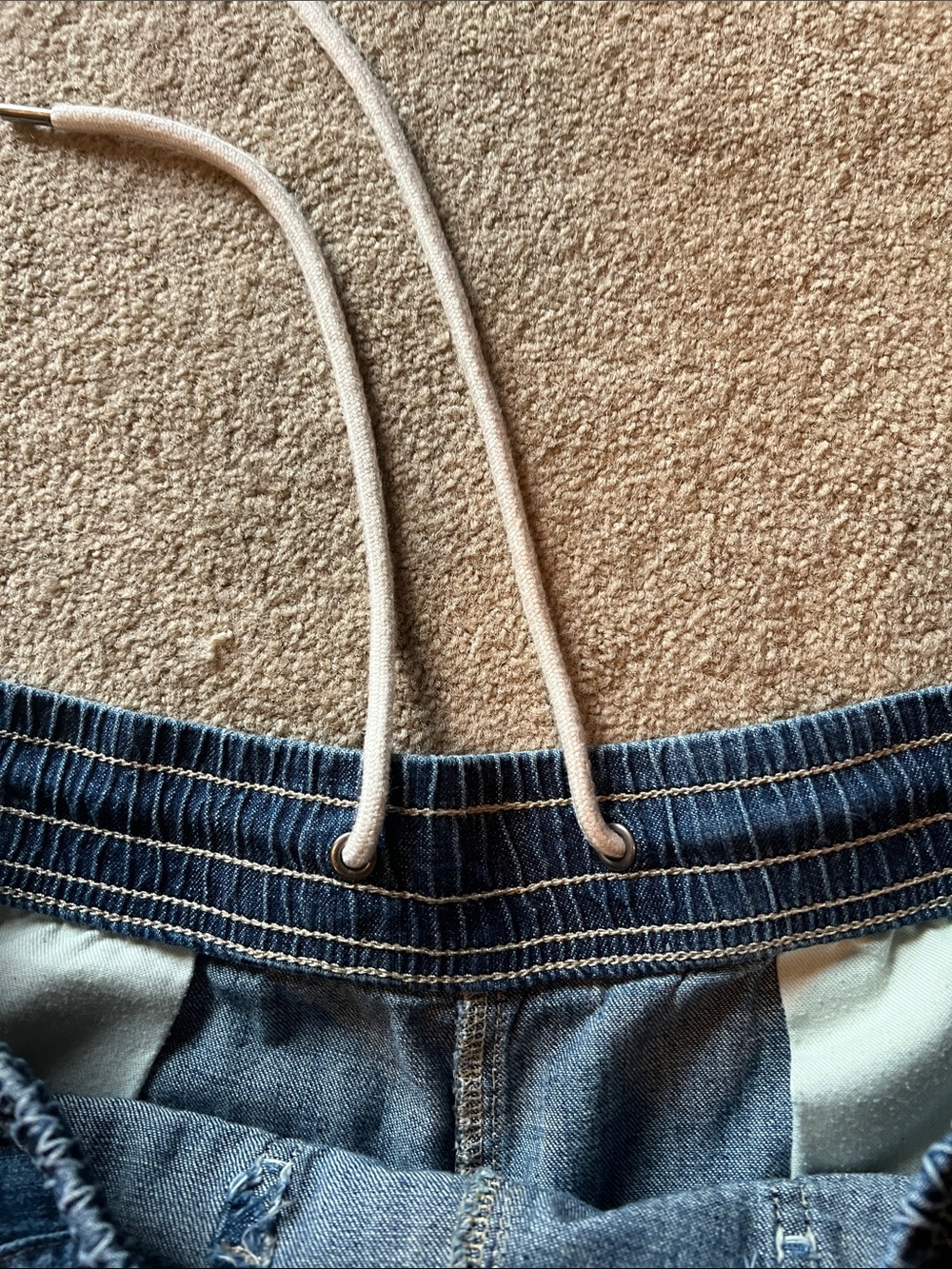 James Perse Denim Cargo Pants Full‑Length Relaxed Fit Drawstring Waist Size 3 - Picture 8 of 16
